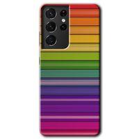 MRCİLETİSİM Samsung Galaxy S21 Ultra Kılıf HD Desen Baskılı Arka Kapak + Temperli Cam - Colorful Lines