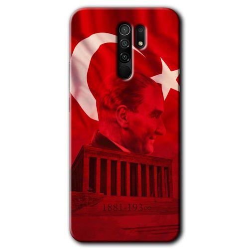 Potkal Hediye Fabrikası Xiaomi Redmi 9 Kılıf HD Desen Baskılı Arka Kapak - Siyah Mermer Desenli Y Harfi