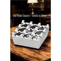 Metal Döküm Küllük – 3x3 Yuvalı, Krom , Modern ve Ağırlıklı Tasarım 7