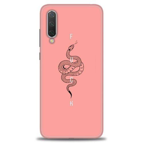 Xiaomi Mi 9 SE Kılıf HD Baskılı Kılıf - Pembe Yılan + Tam Ekran Koruyucu