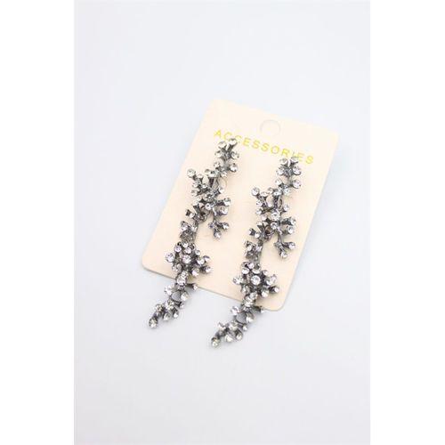 Taşlı Mercan Küpe - Siyah