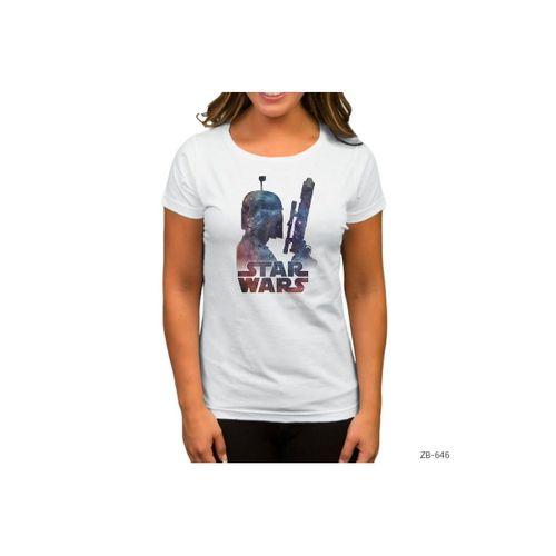 Star Wars Silhouette in Space Beyaz Kadın Tişört