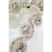 Janjanlı Dar Desenli İşlemeli Kristal Taşlı Şerit