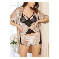 Vizon Kadife Dantelli Sabahlık & Gecelik Takım 3' Lü - 1398