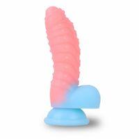 NEON ELITE Glow in the Dark - Karanlıkta Parlayan Tırtıklı Dildo Ultra Yumuşak Realistik Yapay Penis