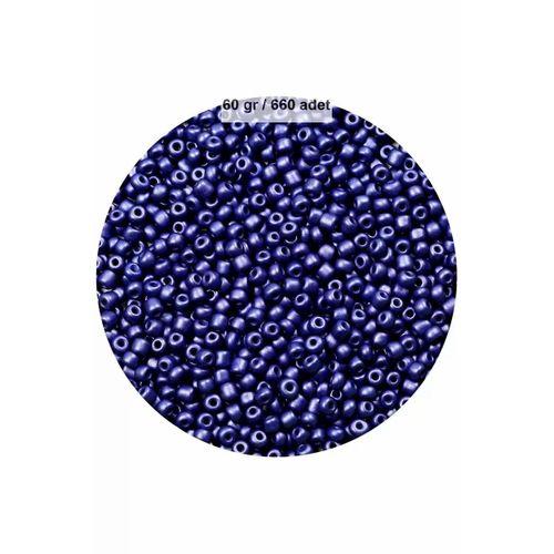 Lacivert Renk 4 mm Yaklaşık 660 adet / 60 gram Cam Boncuk Oya Yazma Bileklik ve Kolye
