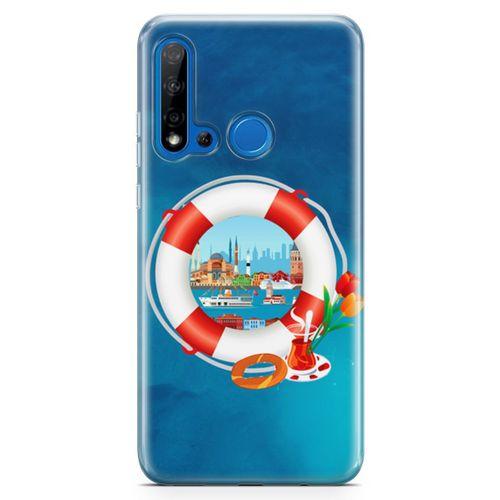 Huawei P20 Lite 2019 Kılıf Simit Çay İstanbul Arka Kapak Koruma Desenli Full Koruyucu
