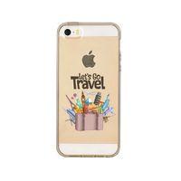 iPhone 5 Let's Go Travel Desenli Premium Şeffaf Silikon Kılıf