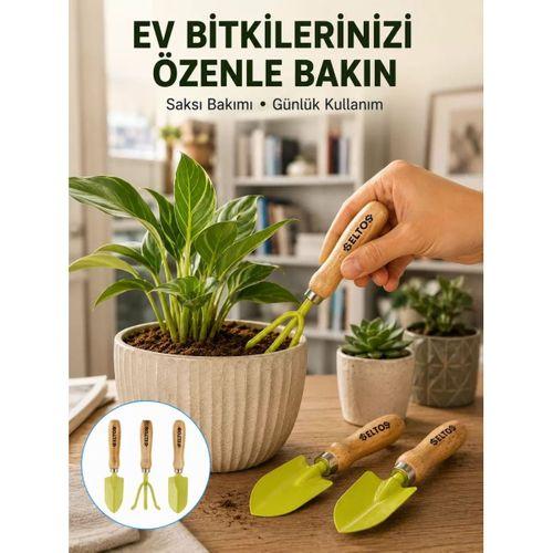 Ahşap Saplı Mini Bahçe El Aleti Seti Saksı Ve Çiçek Bakım Seti