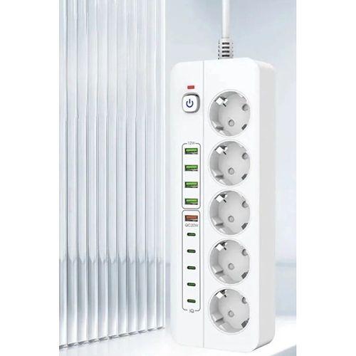 3500w Akım Korumalı 5’li Grup Priz: 5x Usb + 5x Type-c Çıkışlı (2 Metre)
