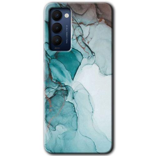 Tecno Camon 18P HD Baskılı Kılıf + 9D Tam Ekran Koruyucu - Buzul Mermer