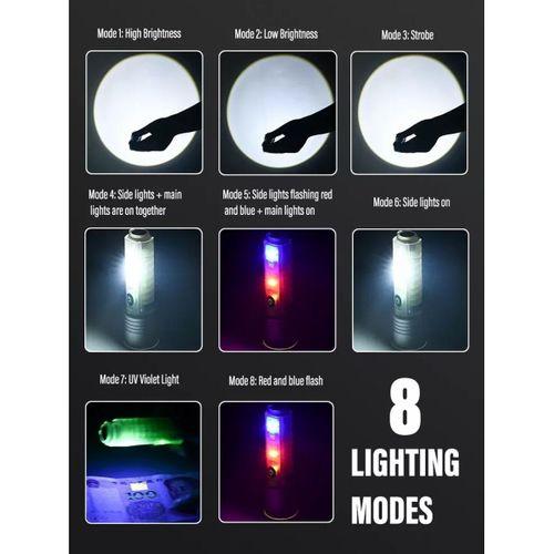 Profesyonel Tg Led Güçlü 8 Modlu Type-c 1000 Lümen Polis Çakarlı Şarjlı El Feneri