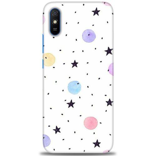 Xiaomi Redmi 9A Kılıf HD Baskılı Kılıf - Yıldız ve Daireler + Tam Ekran Koruyucu