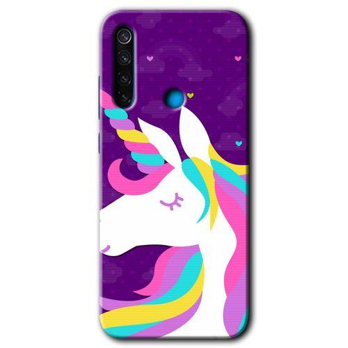 Redmi Note 8 Kılıf HD Desen Baskılı Arka Kapak - Unicorn-Pembe + Kırılmaz Cam