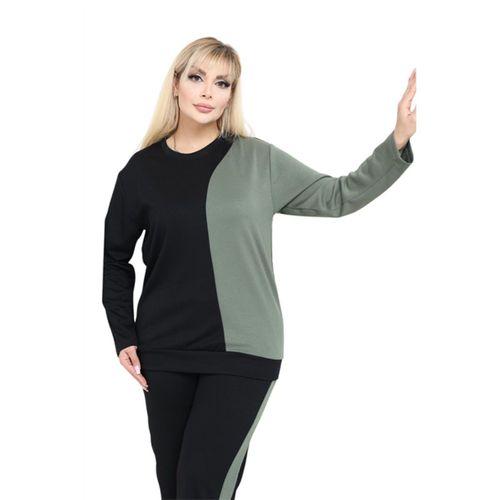 Melsay Butik Siyah Yeşil Renk Bloklu Modal Kadın Eşofman Takımı