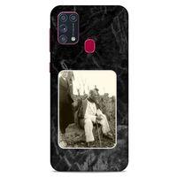 Samsung Galaxy M31 Kılıf Atatürk (29) Arka Koruma Kılıfı Siyah Mermer