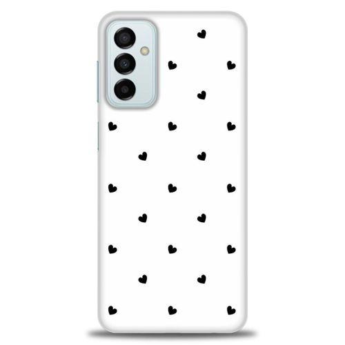 Samsung Galaxy M23 Kılıf HD Baskılı Kılıf - Siyah Kalpler + Tam Ekran Koruyucu