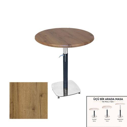 Dockers Üçüz Masa Ayarlanabilir 60 cm Yuvarlak - (Werzalit, Wermodin ve Allzalit Tabla) - Canyon Palace Oak