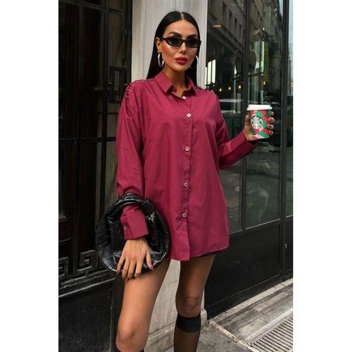 Kuşgözü Ve Biye Detaylı Poplin Gömlek 3419