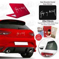 Gazi Mustafa Kemal Atatürk İmza Beyaz Sticker Araba, Araç Etiket, Aksesuar, Tuning, Modifiye, Arma