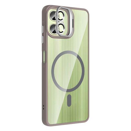 Galaxy A06 Kılıf Standlı ve Kamera Lens Hediyeli M-Safe Şarj Özellikli Zore Etro Kapak