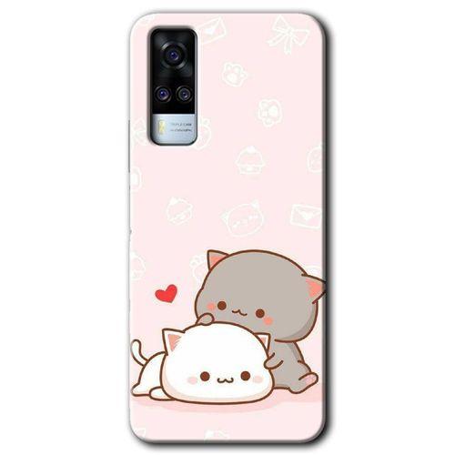 Vivo Y53s Kılıf HD Desen Baskılı Arka Kapak - Kedi Aşkı