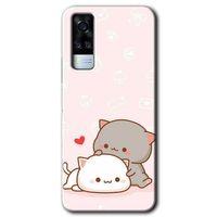 Vivo Y53s Kılıf HD Desen Baskılı Arka Kapak - Kedi Aşkı