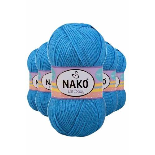 5 Adet Elite Baby El Örgü İpi Tüylenmeyen Bebek Yünü Alaska Mavisi 10119