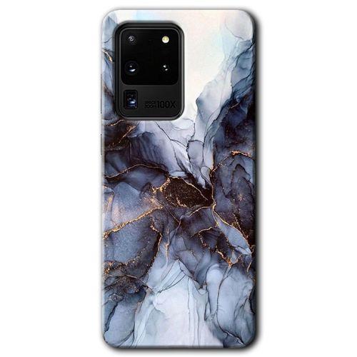 Galaxy S20 Ultra Kılıf HD Desen Baskılı Arka Kapak - Otantik Mermer + Kırılmaz Cam