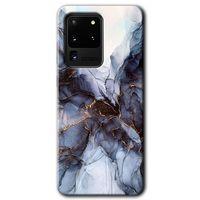 Galaxy S20 Ultra Kılıf HD Desen Baskılı Arka Kapak - Otantik Mermer + Kırılmaz Cam