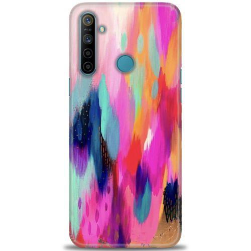 Realme 5i Kılıf HD Baskılı Kılıf - Yaldızlı Renkler + Tam Ekran Koruyucu