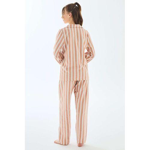 Viscose Çizgili Gömlek Pantolon Pijama Takımı