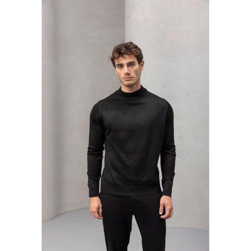 Fincher Yarım Balıkçı Regular Fit Boğazlı Erkek Kazak - Siyah