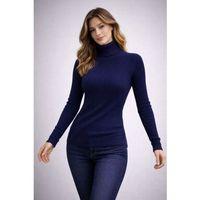 Balıkcı Yaka Bağazlı Triko Kazak Pamuklu Kalın Fitilli Dokuma - Lacivert