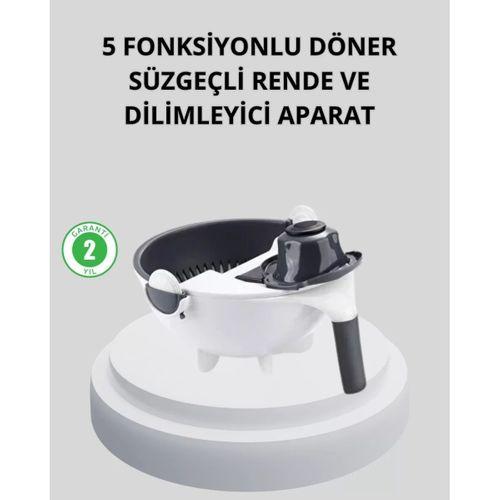 5 Fonksiyonlu Döner Rende Süzgeçli Çok Amaçlı Sebze Doğrayıcı Kaymaz Tabanlı