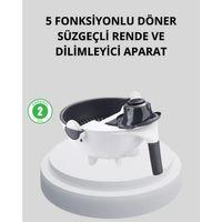 5 Fonksiyonlu Döner Rende Süzgeçli Çok Amaçlı Sebze Doğrayıcı Kaymaz Tabanlı