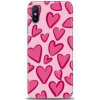 Xiaomi Redmi 9A Kılıf HD Baskılı Kılıf - Pembe Kalp + Tam Ekran Koruyucu