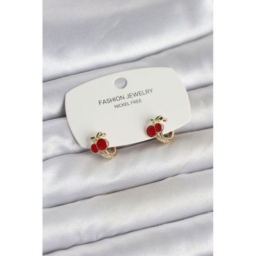 Kiraz Model Gold Renk Pirinç Çocuk Küpe - TJ-BKP11653