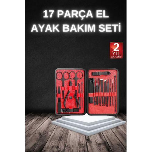 17 Parça Manikür Seti Taşınabilir Özel Çantalı El Ve Ayak Bakımı Tırnak Batığı Temizleme