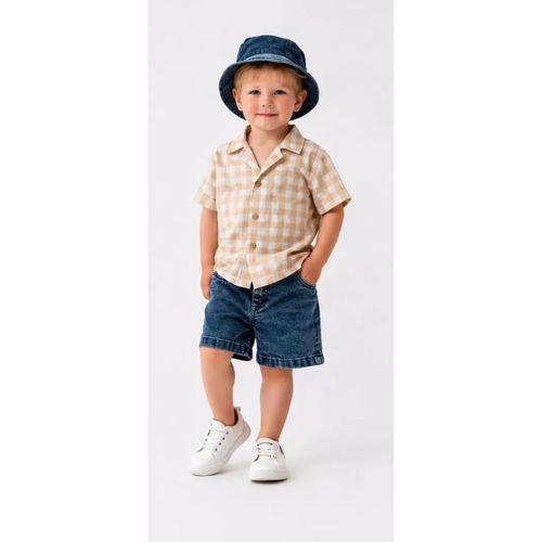 2/6 Yaş Denim Şapkalı Şortlu 3lü Çocuk Takımı