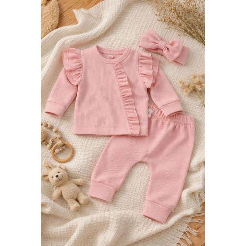 Pembe Fırfırlı 3’lü Kız Bebek Takımı