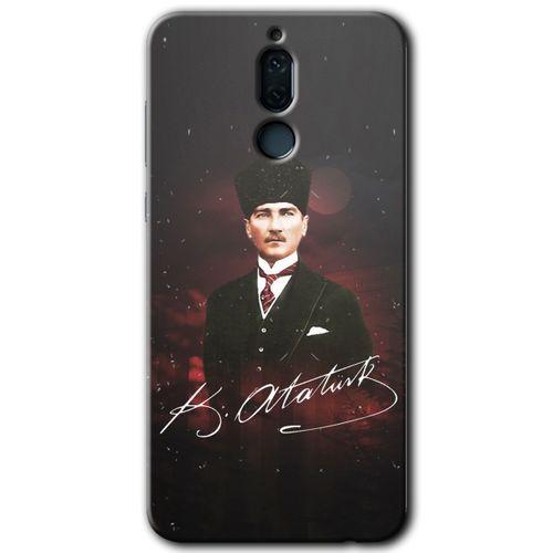 Huawei Mate 10 Lite Kılıf Baskılı Kapak - Kemal Atatürk + 5D Tam Kaplayan Cam