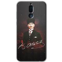 Huawei Mate 10 Lite Kılıf Baskılı Kapak - Kemal Atatürk + 5D Tam Kaplayan Cam