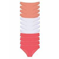 12 adet Süper Eko Set Likralı Kadın Slip Külot Pudra Beyaz Fuşya