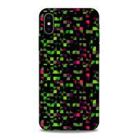 Lopard Apple Iphone X Uyumlu Kılıf PiXel (25) Antişok Kapak Yeşil Pembe