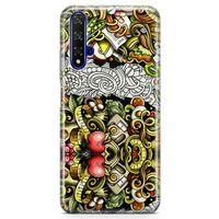 Huawei Nova 5t Kılıf Diyet Doodle Arka Kapak Koruma Desenli Full Koruyucu