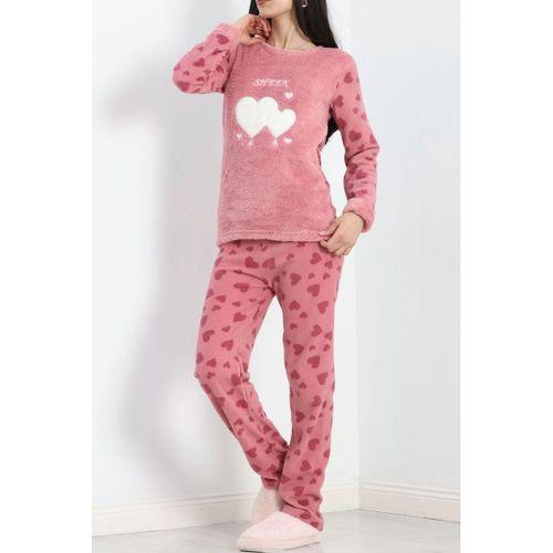 pilelistore Polar Pijama Takımı Pembebeyaz