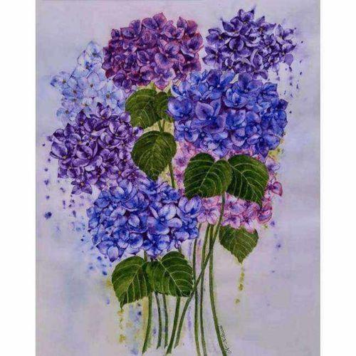Canvas Güzel Ortanca 3 Sayılarla Boyama Seti  Kasnaklı  70 x 90  cm