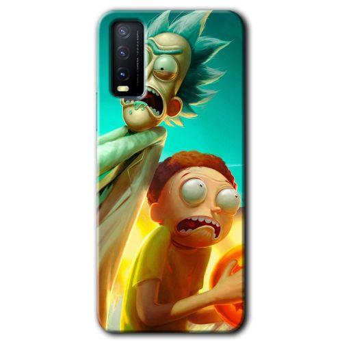 Vivo Y20s Kılıf HD Desen Baskılı Arka Kapak + Temperli Cam - Rick Morty