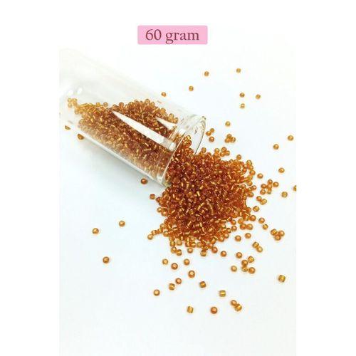 Dökme Cam Kum Boncuk (11/0) 2 mm - 60 Gram -  Koyu Bal Rengi - BNC070